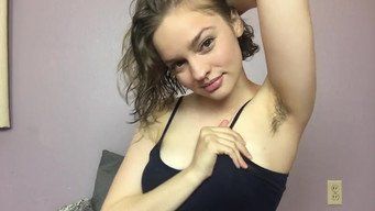 American girl showing armpits