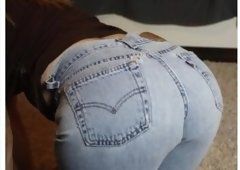 Bending over jeans