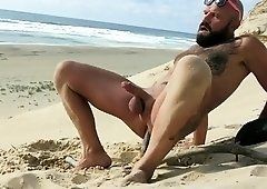Sexy yellow blowjob cock on beach