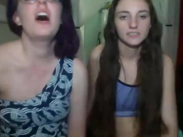 Two girls flashing webcam