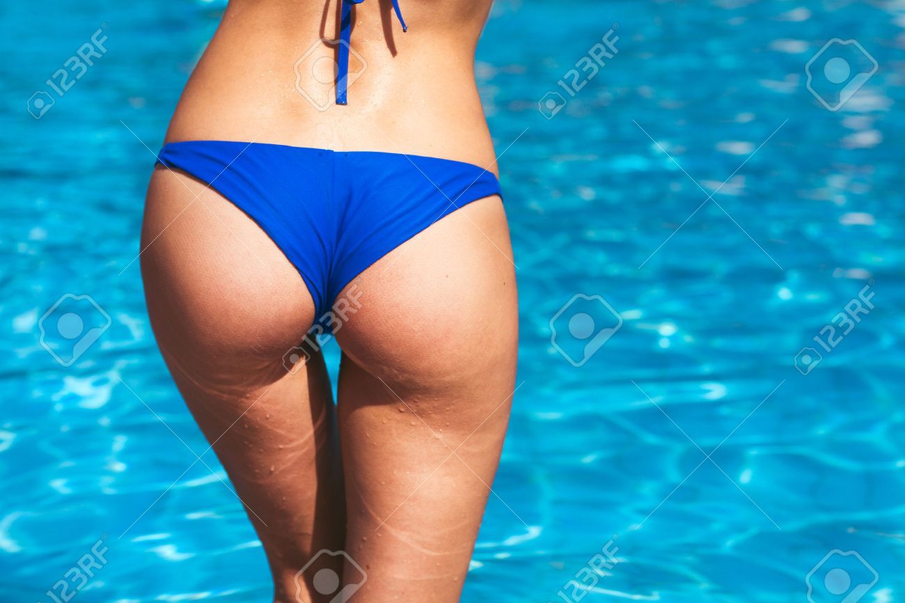 Blue bikini butts