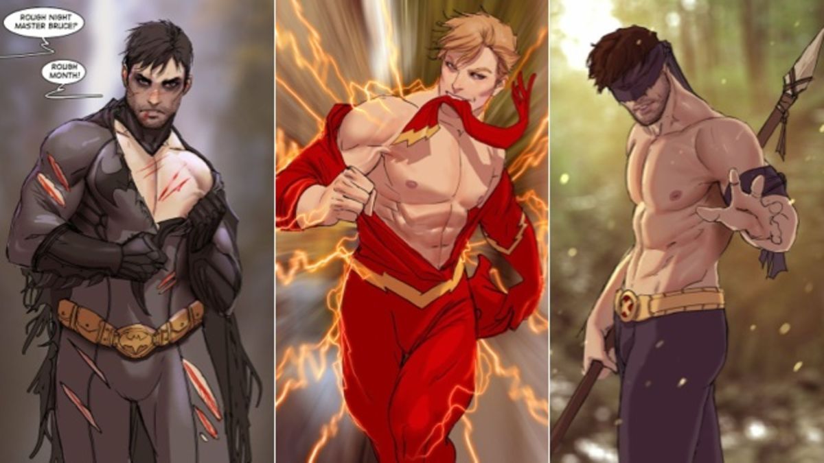 Naked male super heroes
