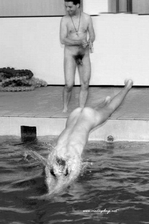 Male and female nude pool photo
