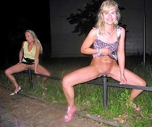 Naughty girls nude in public