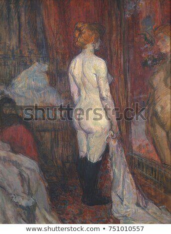 Painting of naked girl at mirror