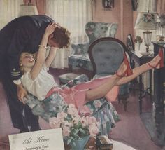 Vintage oil housewife art