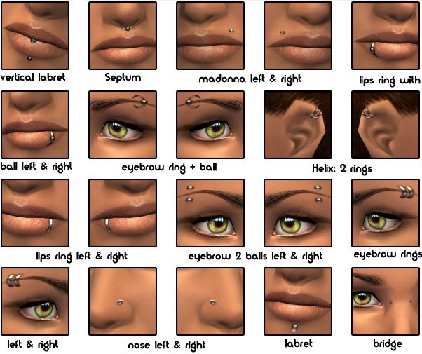 Sims 2 facial piercings