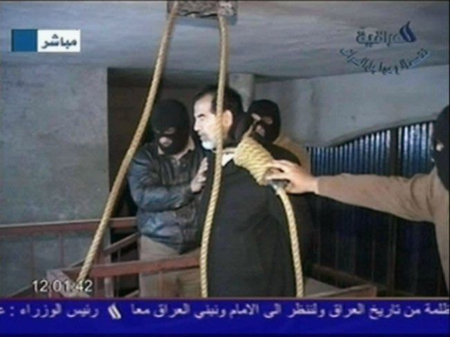 Amateur video shows the final moments of saddam husseins execution