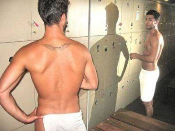 Gay muscle shower room