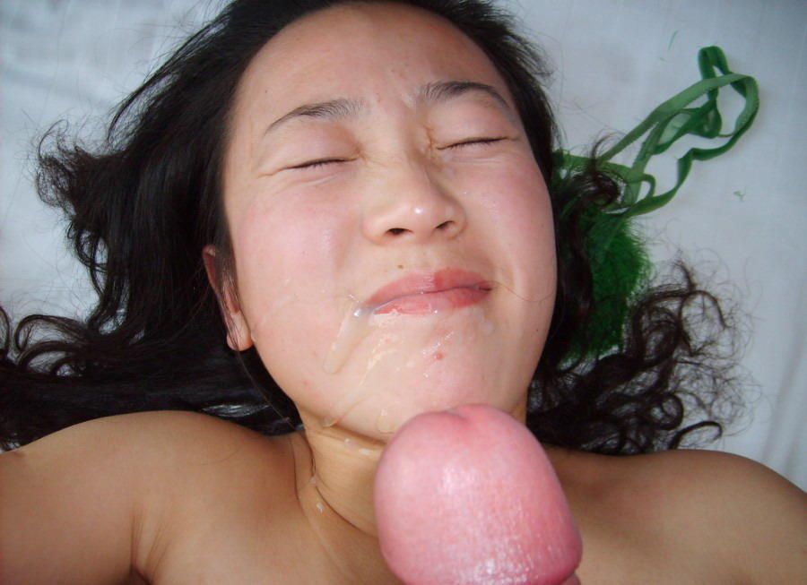 best of Covered semen Horny face babe huge