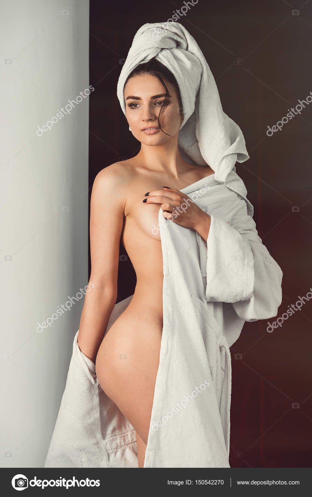 Sexy nude towel in head