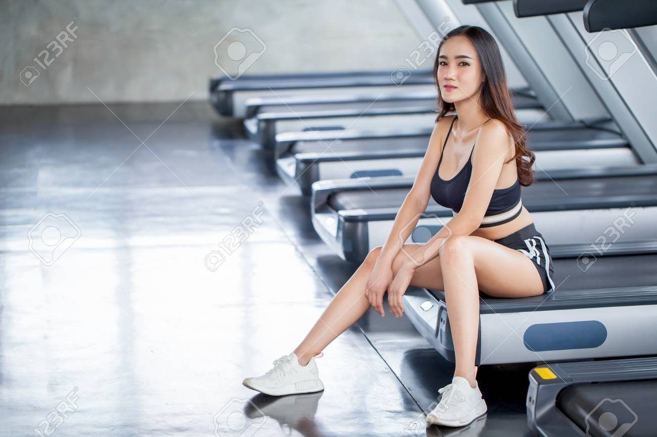 Sexy girl on treadmill