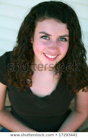 Curly brunette teen girl