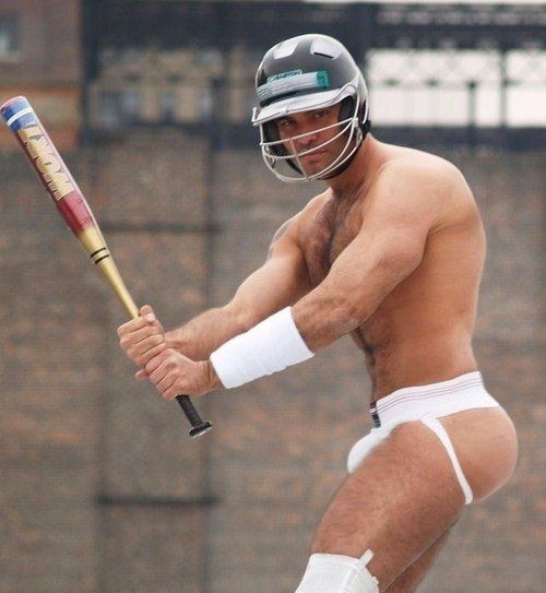 Men naked softball play