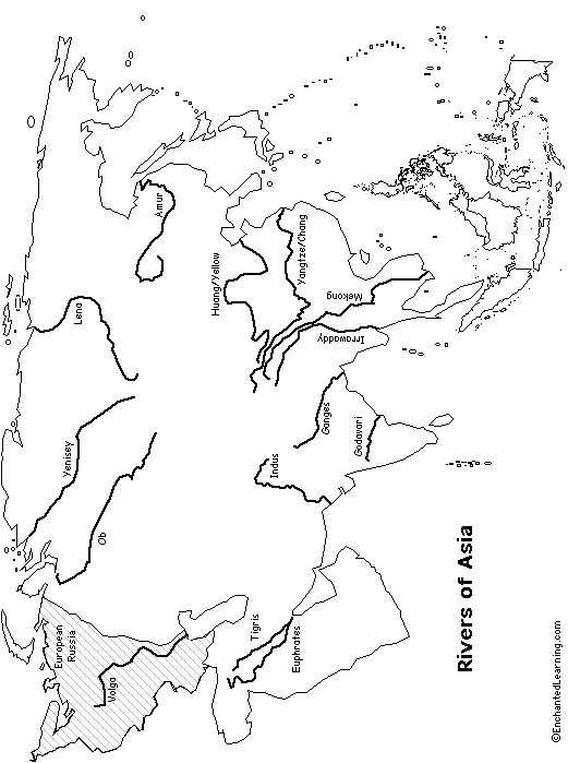 Asian rivers map