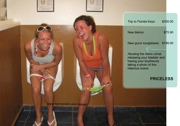 Pixtures women peeing in urinal