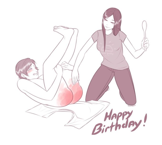 Adult femdom spanking drawing art
