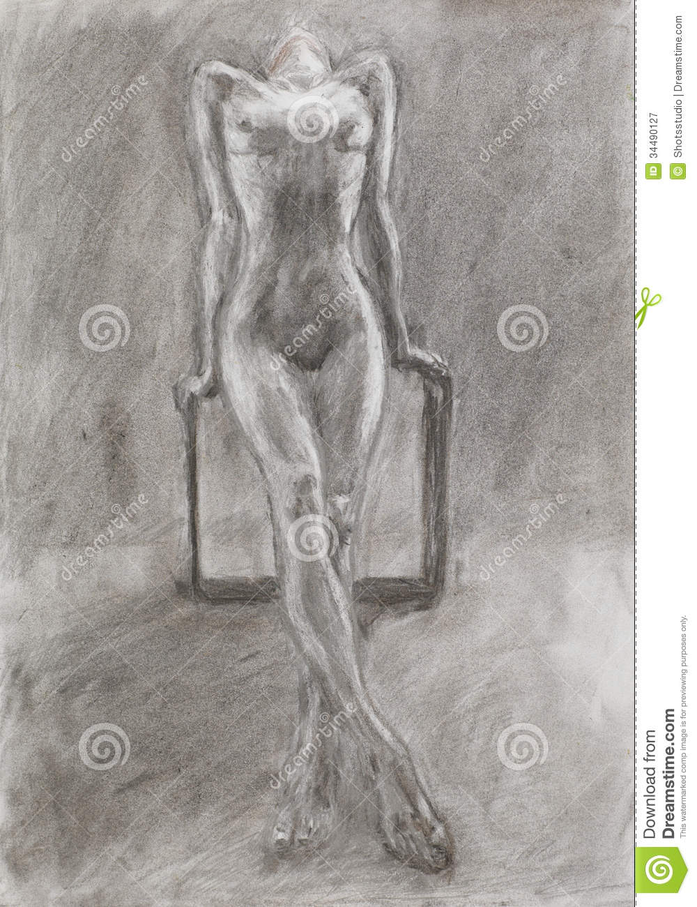 Hand drawn nude female
