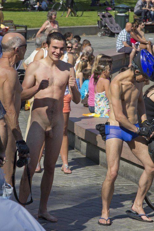 Male getting nude in public