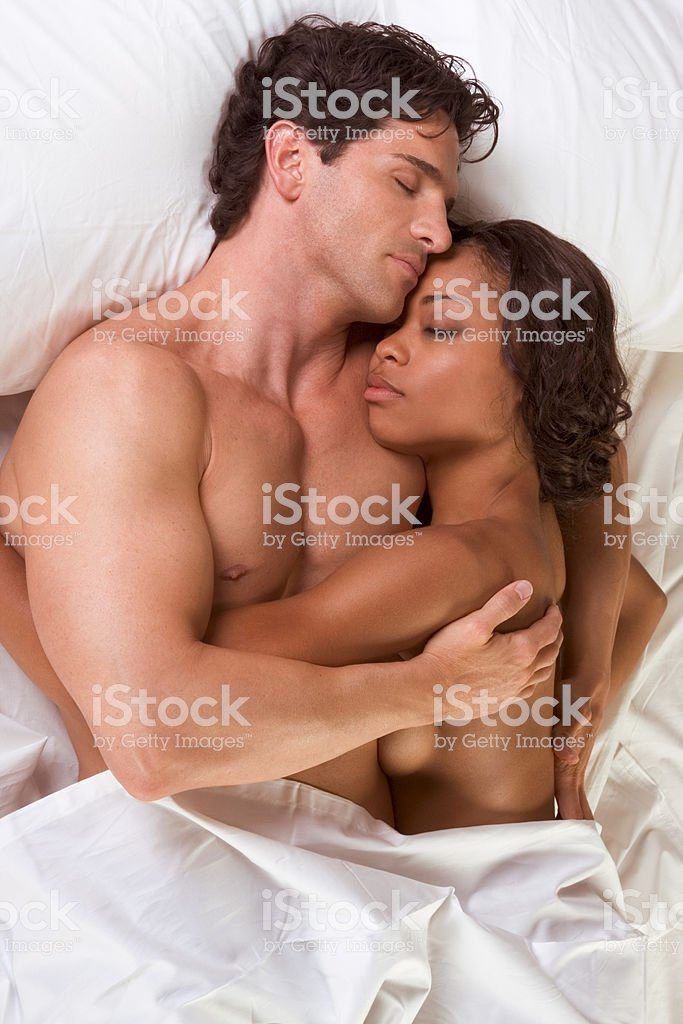 Naked man and woman sex in the bed