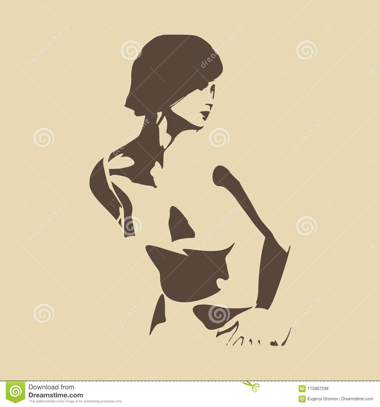 Nude young women female sillouette