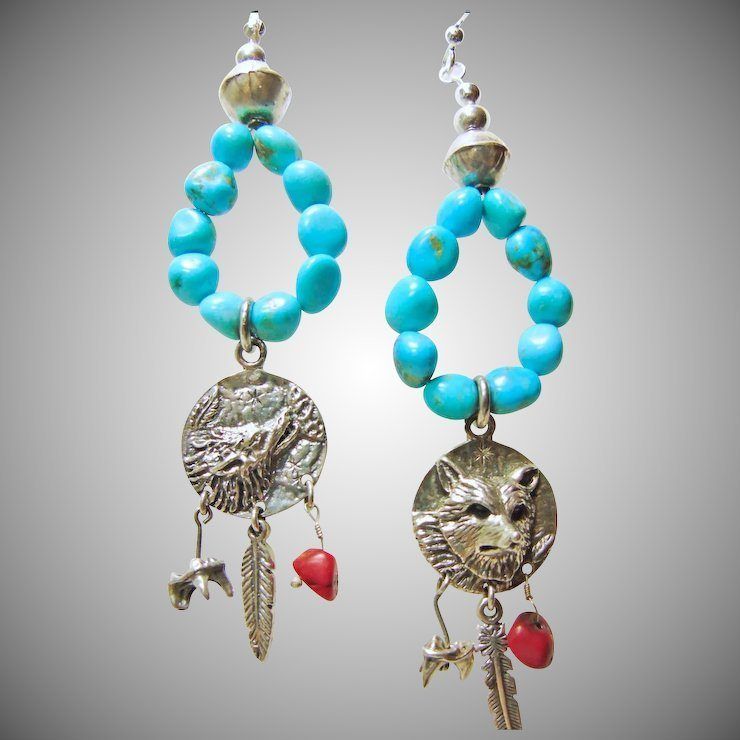 best of Fetish earrings Turquoise wolf